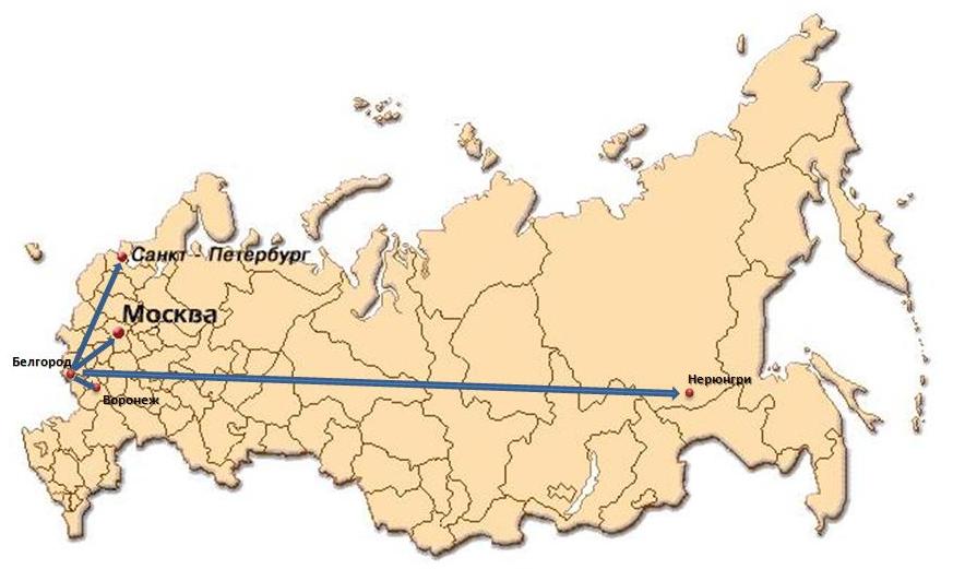 Карта россии санкт петербург